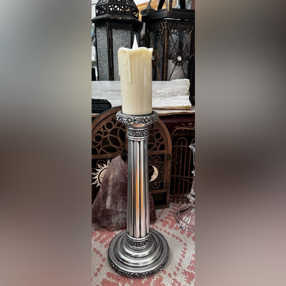 Ornate Silver Candle Holder VTG✨